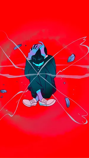 Red Background Mob Psycho Iphone Wallpaper