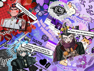 Red Blue Purple Video Game Danganronpa Picsart Wallpaper