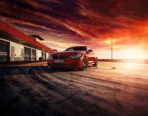 Red Bmw M4 Coupé Sunset Wallpaper