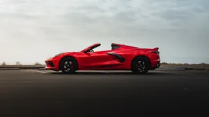 Red Corvette C8 Convertible Side View Wallpaper