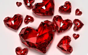 Red Crystal Glam Hearts Wallpaper