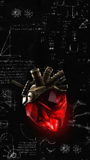 Red Crystal Robotic Heart Wallpaper