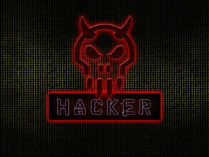 Red Demon With Horns Hacker Logo Wallpaper