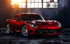 Red Dodge Viper Warehouse Wallpaper