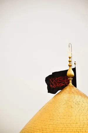 Red Flag Gold Dome Karbala Shrine Wallpaper