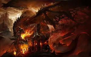 Red Flaming Really Cool Dragons Wallpaper
