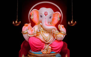 Red Ganesh Full Hd Wallpaper