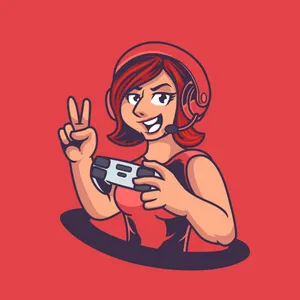 Red Girl Gamer Logo Wallpaper