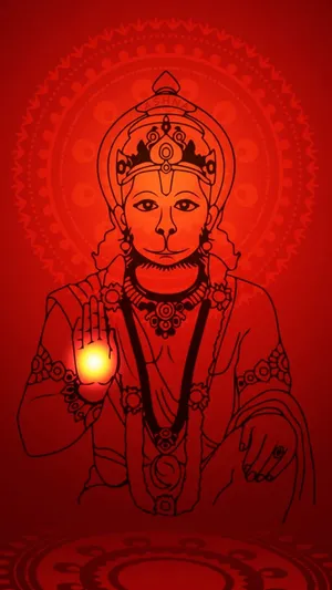 Red Hanuman Art Wallpaper