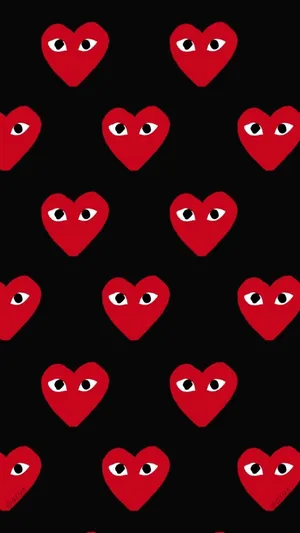 Red Hearts On Black Background Wallpaper