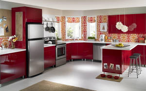 Red Kitchen Design Wallpaper