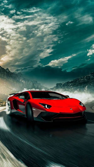 Red Lamborghini Aventador - Unleashing Power And Luxury Wallpaper