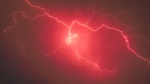 Red Lightning Bolts Dark Sky Wallpaper