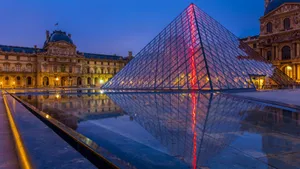 Red Lightning Louvre Museum Wallpaper