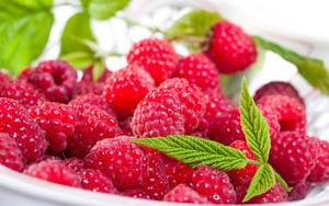 Red Loganberries On A Plate Wallpaper