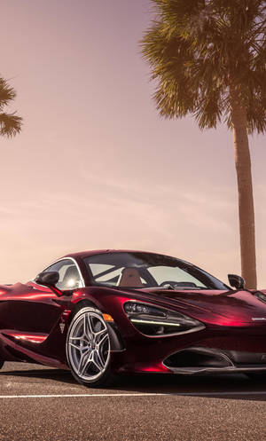 Red Mclaren 720s Under Sunset Phone Wallpaper