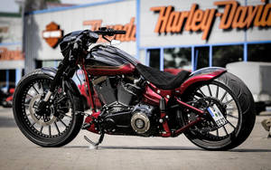 Red Motorbike Harley Davidson Logo Wallpaper