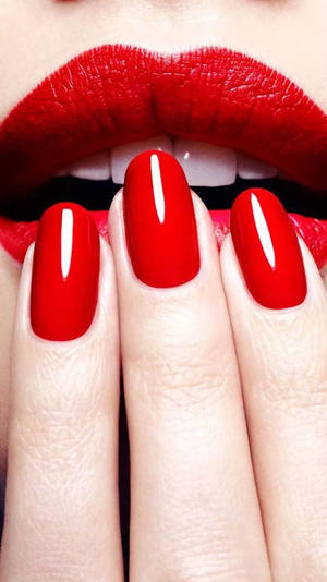 Red Nails And Lips Wallpaper