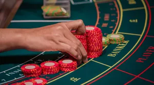 Red Poker Chips Worth $5 Casino Baccarat Table Game Wallpaper