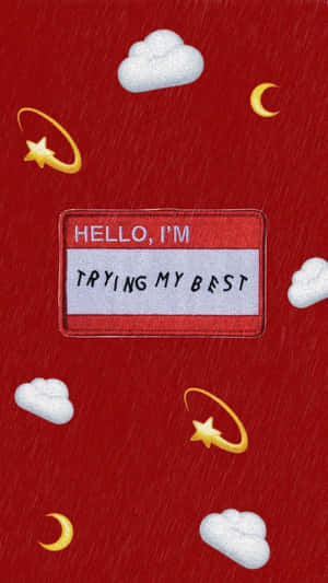 Red Retro 80s Aesthetic Name Tag Wallpaper