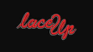 Red Script Lace Up Design Wallpaper