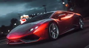 Red Sports Car Night Drive.jpg Wallpaper