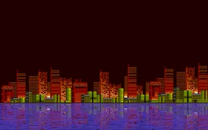 Red Tall Buildings 8 Bit Wallpaper