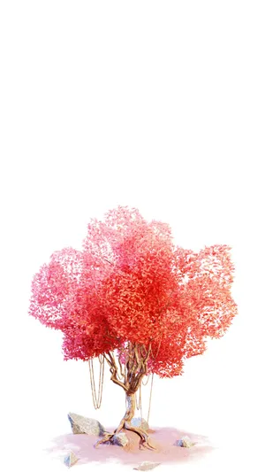 Red Tree 3d Art Wallpaper