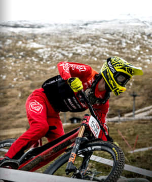 Red Uniform Rider Mountain Bike Iphone Wallpaper