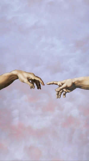 Renaissance Aesthetic Creation Of Adam Hands Wallpaper