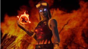 Renegade Raider Fortnite On Fire Wallpaper