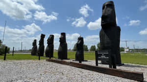 Replica Of Moai Figures Wallpaper