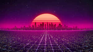Retro 80s Aesthetic Pink City Wallpaper