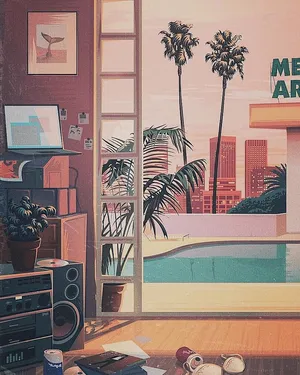 Retro Anime Vibes In An 80's Inspired Setting. Wallpaper