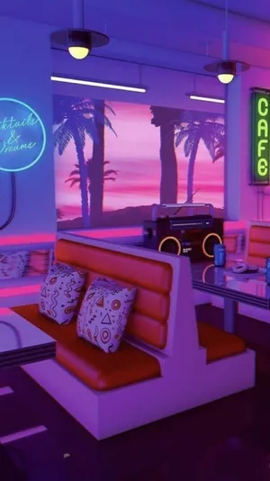 Retro Diner Aesthetic Interior Design Wallpaper