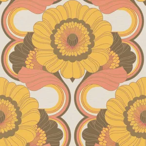 Retro Floral Pattern70s Style Wallpaper