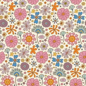 Retro Floral Pattern70s Style Wallpaper