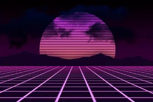Retro Futuristic80s Synthwave Landscape Wallpaper