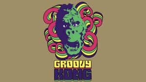 Retro Groovy Gorilla Vector Art Wallpaper