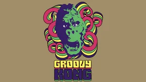 Retro Groovy Gorilla Vector Art Wallpaper