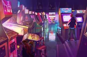 Retro Video Game Arcade House 80s Aesthetic Digital Art Wallpaper
