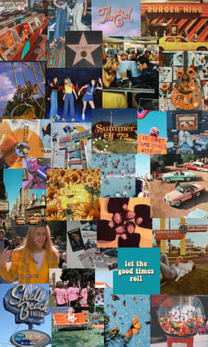 Retro Vintage Collage Of Funky Artwork Wallpaper