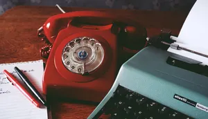 Retro Vintage Telephone And Typewriter Wallpaper
