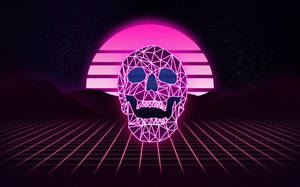 Retrowave Neon Purple Skull 4k Wallpaper