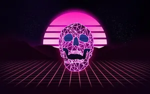 Retrowave Neon Purple Skull 4k Wallpaper