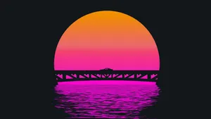 Retrowave Pink And Orange Bridge Archway 4k Wallpaper
