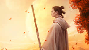 Rey Makes A Daring Escape On Speeder Bike In The Iconic Star Wars Scene. Wallpaper