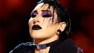 Rhea Ripley Dramatic Makeup Performance Wallpaper