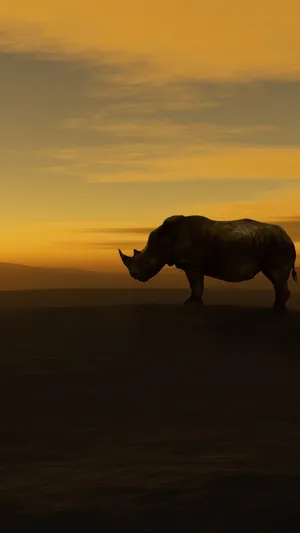 Rhinoceros In Sundown Wallpaper
