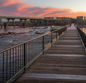 Richmond Riverfront Boardwalkat Sunset Wallpaper